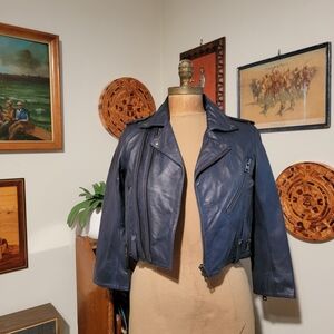 Zadig & Voltaire Navy Leather Jacket